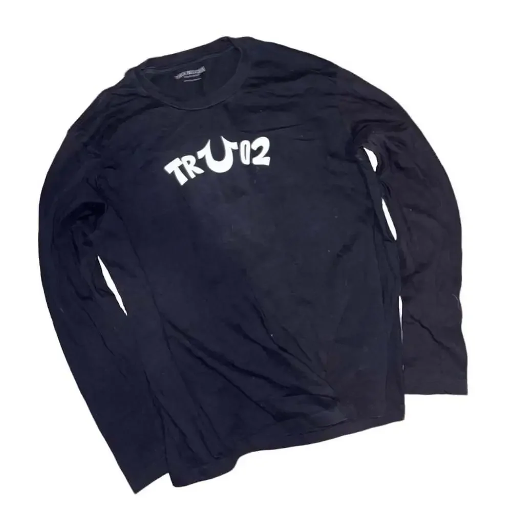 True Religion World Tour Graphic Long Sleeve Black T-Shirt XL